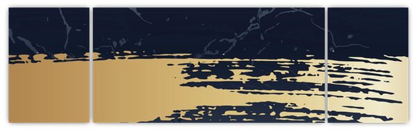 Obraz - Modrá a zlatá abstrakce N⁰2 (170x50 cm)