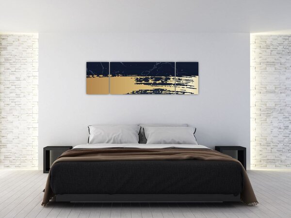 Obraz - Modrá a zlatá abstrakce N⁰2 (170x50 cm)