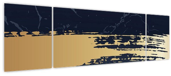 Obraz - Modrá a zlatá abstrakce N⁰2 (170x50 cm)