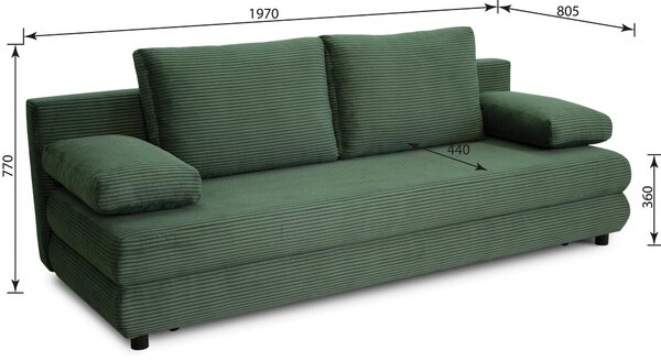 ROZKLÁDACÍ POHOVKA, textil, zelená home24 - Rozkládací sedačky