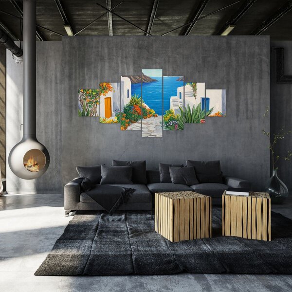 Obraz - Řecká ulička (210x100 cm)