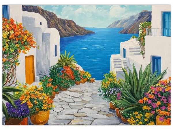 Obraz - Řecká ulička (70x50 cm)