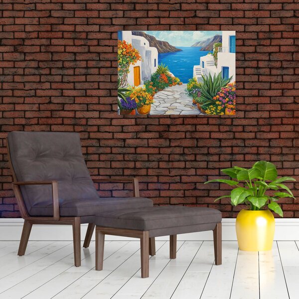 Obraz - Řecká ulička (70x50 cm)