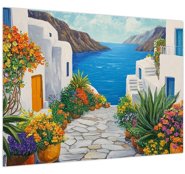 Obraz - Řecká ulička (70x50 cm)