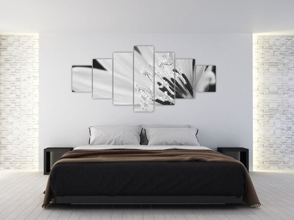 Obraz - Černobílá květina (210x100 cm)