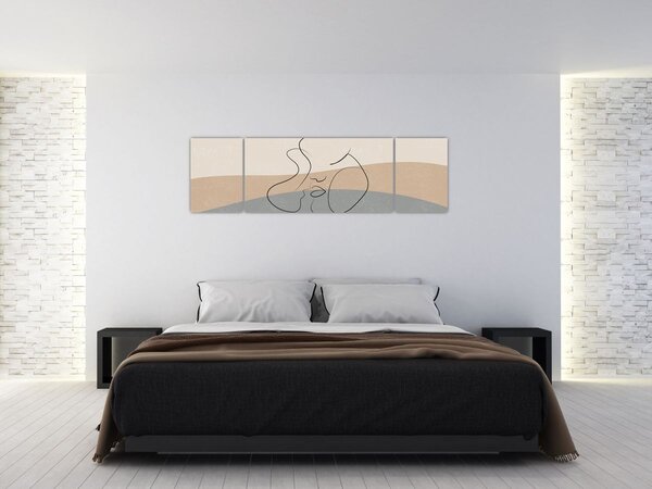 Obraz - Line art polibek (170x50 cm)