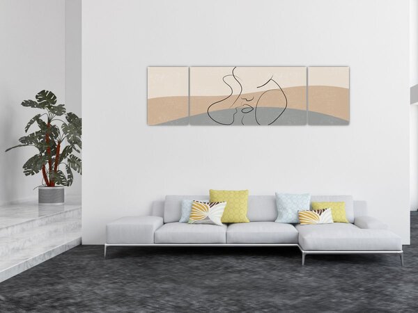Obraz - Line art polibek (170x50 cm)