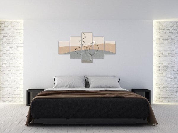 Obraz - Line art polibek (125x70 cm)