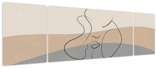 Obraz - Line art polibek (170x50 cm)
