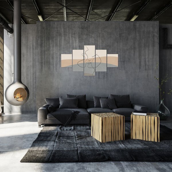 Obraz - Line art polibek (125x70 cm)