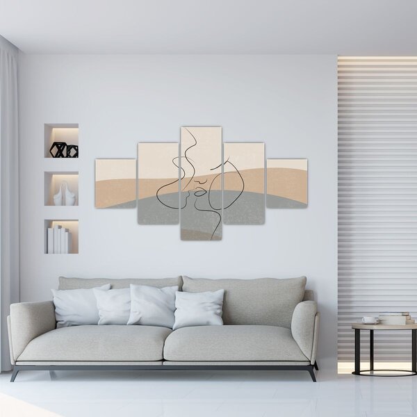 Obraz - Line art polibek (125x70 cm)