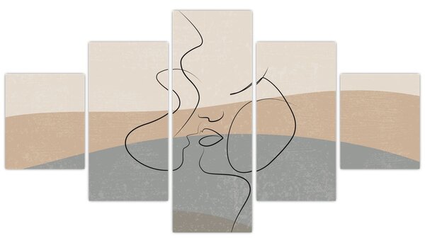 Obraz - Line art polibek (125x70 cm)