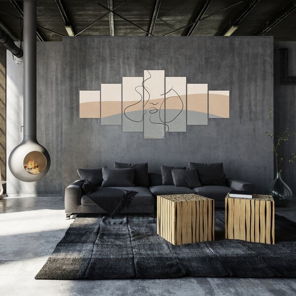 Obraz - Line art polibek (210x100 cm)
