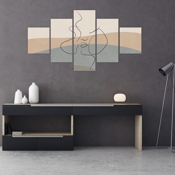 Obraz - Line art polibek (125x70 cm)