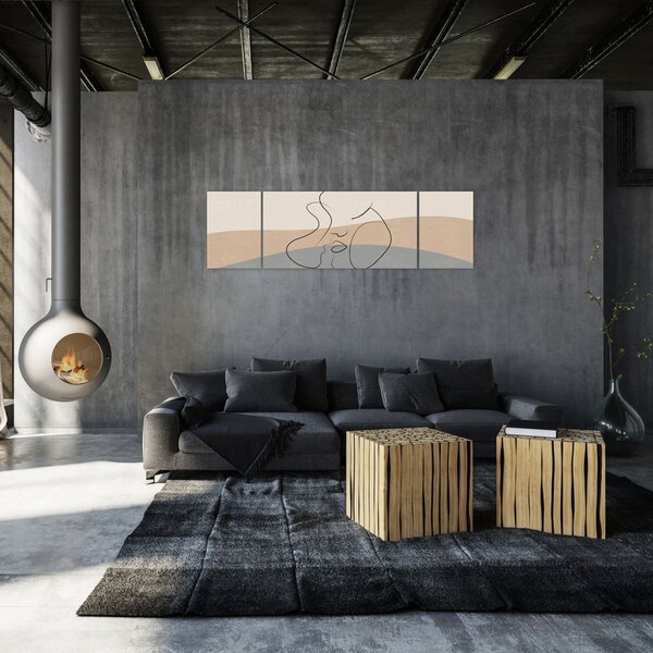 Obraz - Line art polibek (170x50 cm)