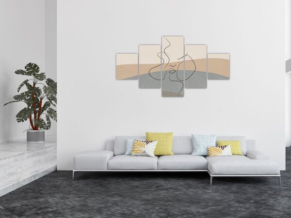 Obraz - Line art polibek (125x70 cm)