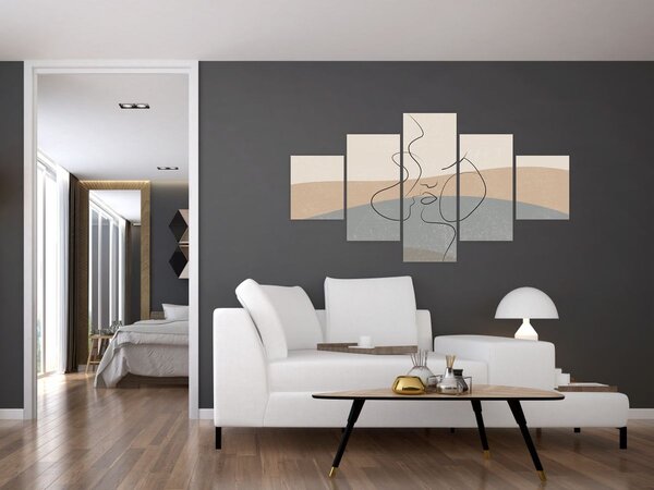 Obraz - Line art polibek (125x70 cm)
