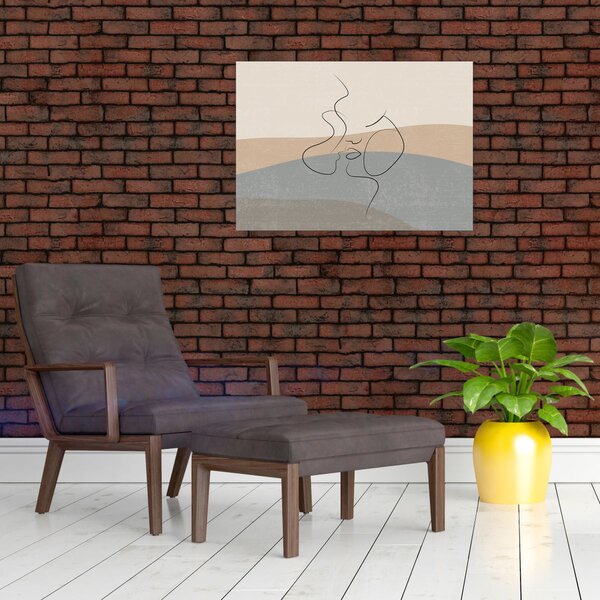 Obraz - Line art polibek (70x50 cm)