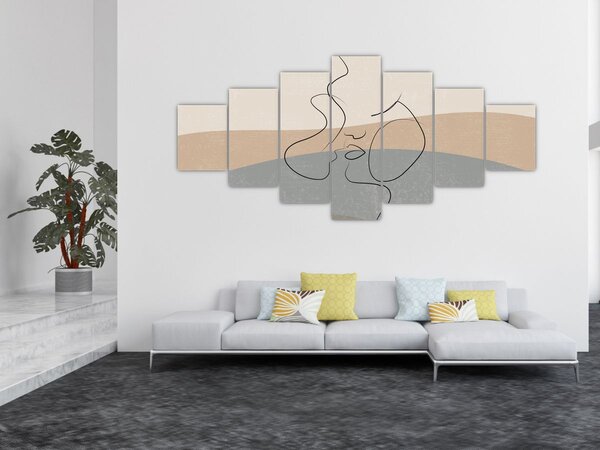 Obraz - Line art polibek (210x100 cm)