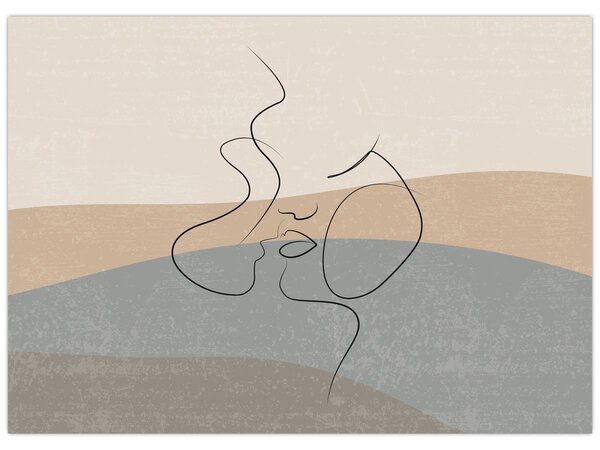 Obraz - Line art polibek (70x50 cm)