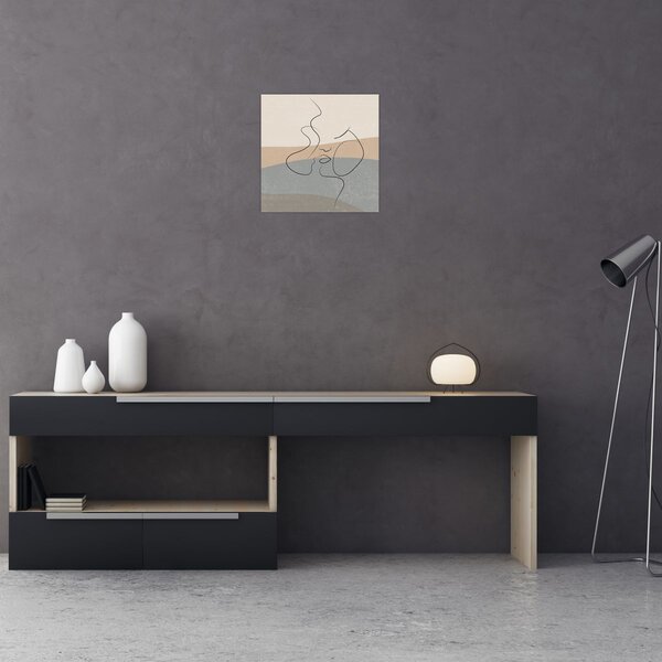 Obraz - Line art polibek (30x30 cm)