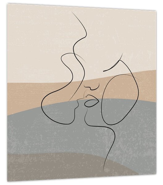 Obraz - Line art polibek (30x30 cm)