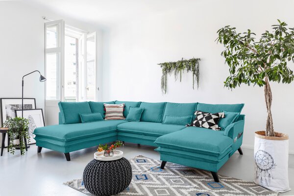 SEDACÍ SOUPRAVA, textil, tyrkysová P & B - Sedací soupravy, Online Only