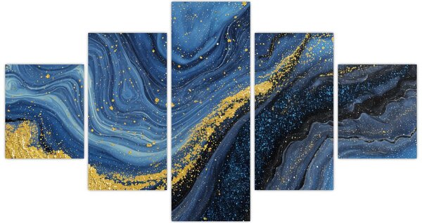 Obraz -Modro-zlatá abstrakce (125x70 cm)