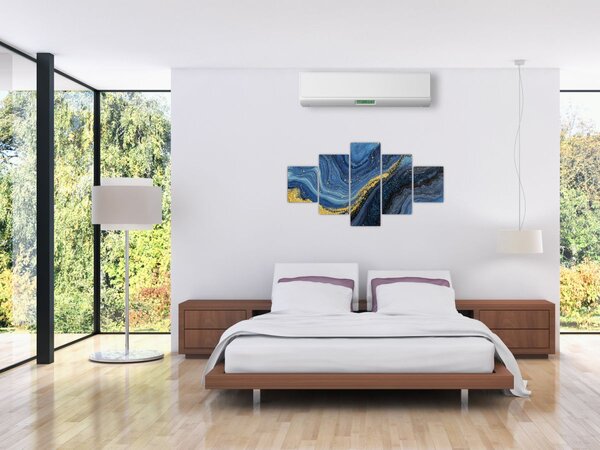 Obraz -Modro-zlatá abstrakce (125x70 cm)