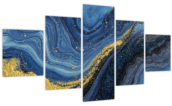 Obraz -Modro-zlatá abstrakce (125x70 cm)