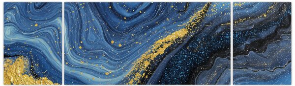 Obraz -Modro-zlatá abstrakce (170x50 cm)