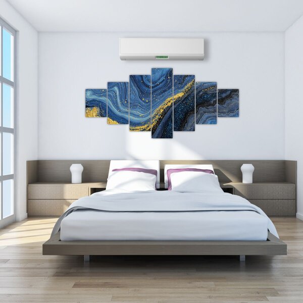 Obraz -Modro-zlatá abstrakce (210x100 cm)