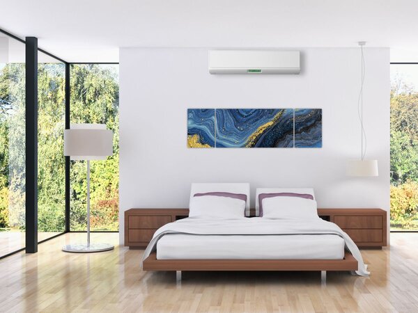 Obraz -Modro-zlatá abstrakce (170x50 cm)
