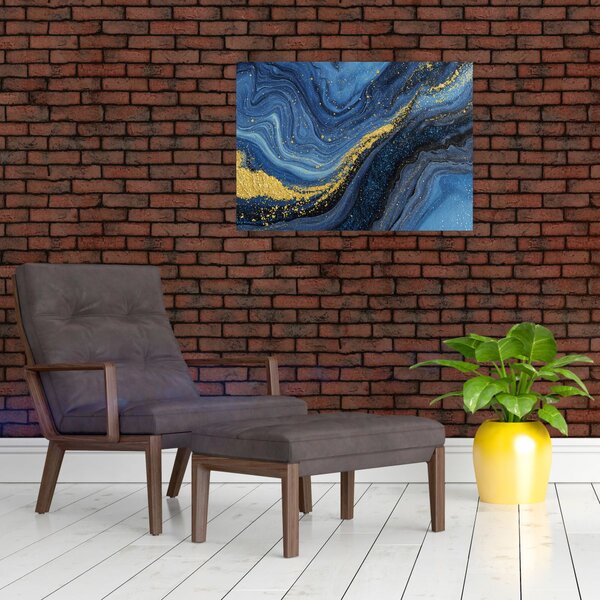 Obraz -Modro-zlatá abstrakce (70x50 cm)