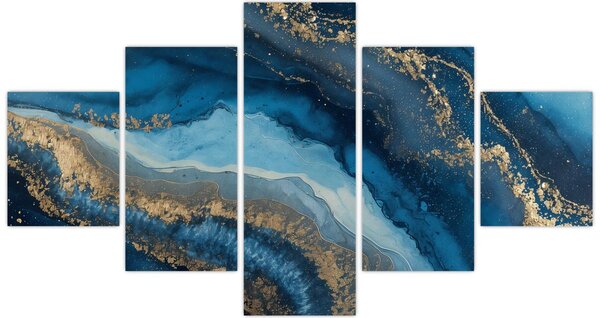 Obraz - Modrá mramorová abstrakce (125x70 cm)