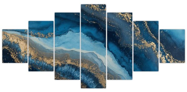 Obraz - Modrá mramorová abstrakce (210x100 cm)