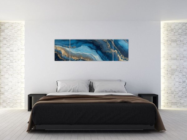 Obraz - Modrá mramorová abstrakce (170x50 cm)