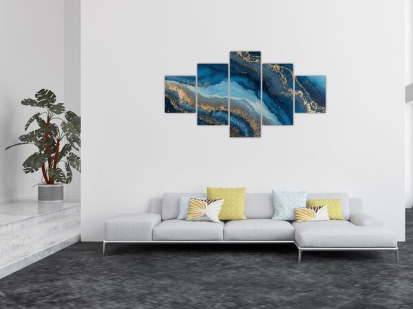 Obraz - Modrá mramorová abstrakce (125x70 cm)