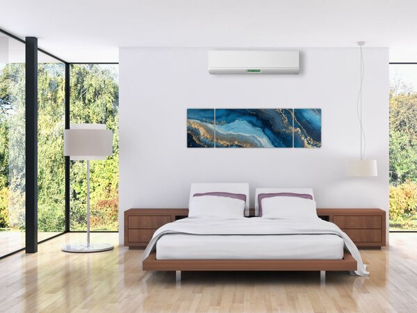 Obraz - Modrá mramorová abstrakce (170x50 cm)