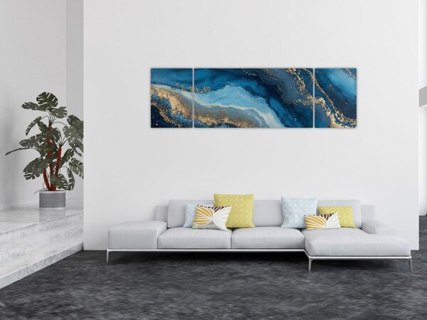 Obraz - Modrá mramorová abstrakce (170x50 cm)
