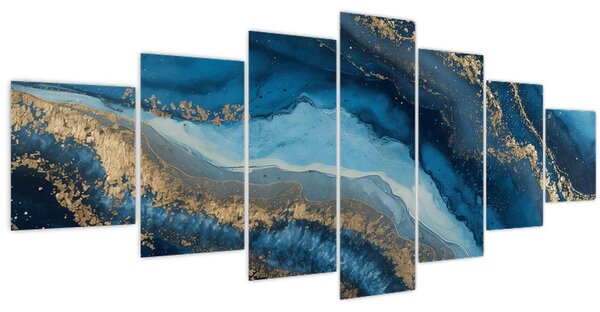 Obraz - Modrá mramorová abstrakce (210x100 cm)