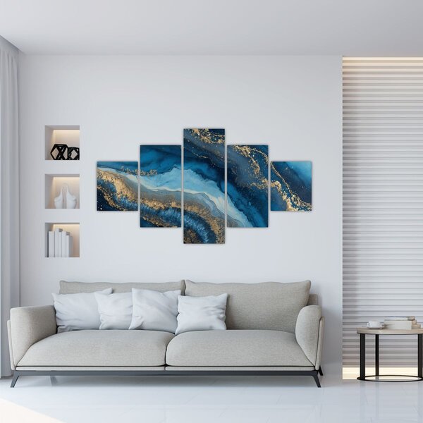 Obraz - Modrá mramorová abstrakce (125x70 cm)