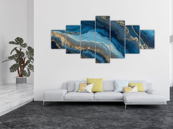 Obraz - Modrá mramorová abstrakce (210x100 cm)