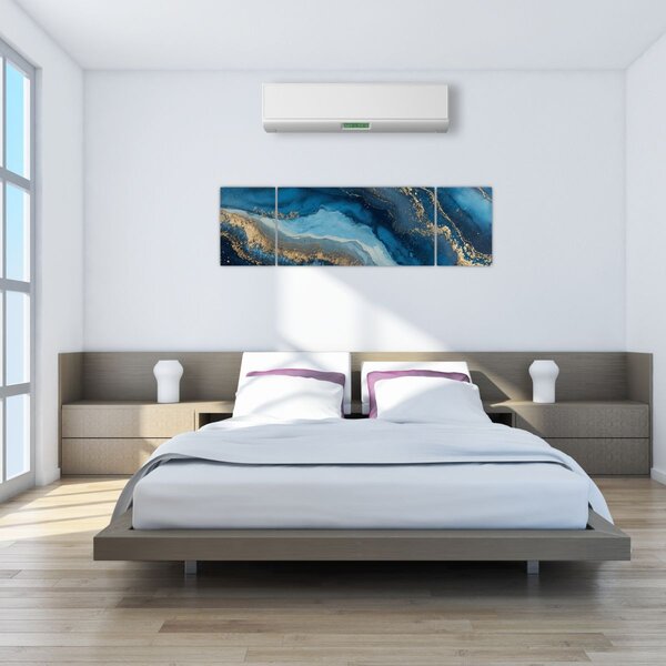 Obraz - Modrá mramorová abstrakce (170x50 cm)