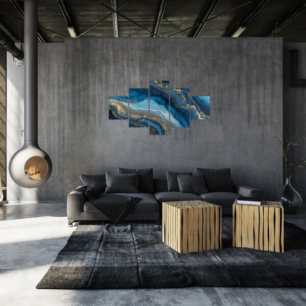 Obraz - Modrá mramorová abstrakce (125x70 cm)