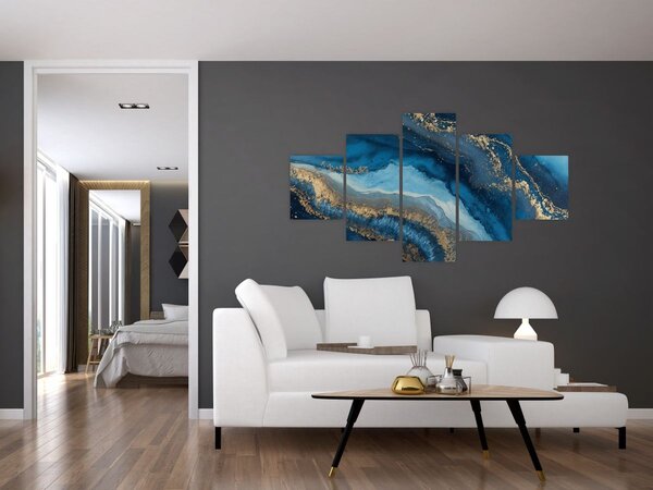 Obraz - Modrá mramorová abstrakce (125x70 cm)