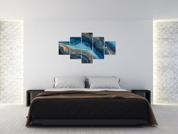 Obraz - Modrá mramorová abstrakce (125x70 cm)