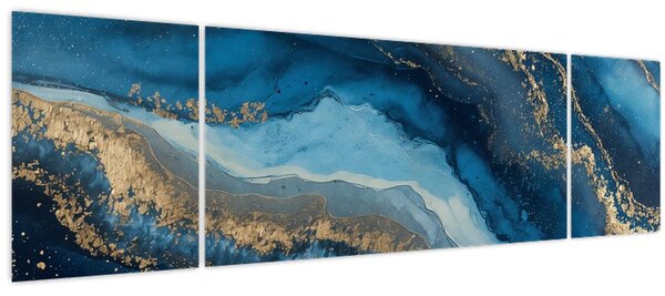 Obraz - Modrá mramorová abstrakce (170x50 cm)