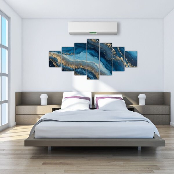 Obraz - Modrá mramorová abstrakce (210x100 cm)