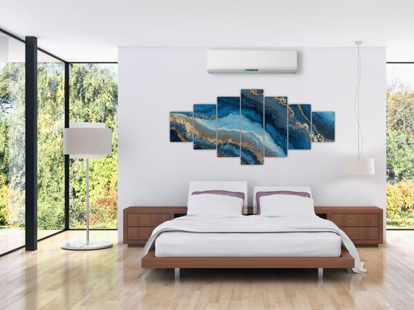 Obraz - Modrá mramorová abstrakce (210x100 cm)